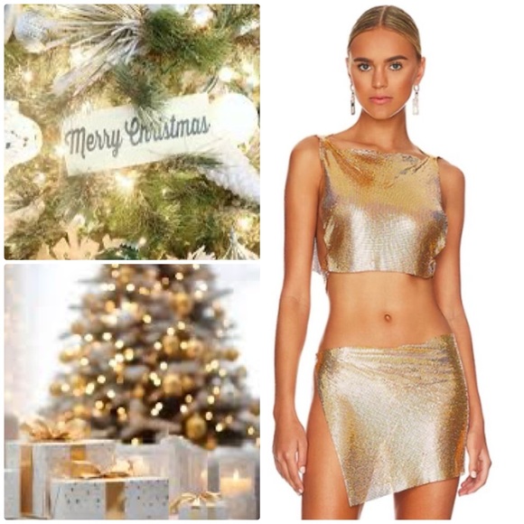 ‼️🤩WOW‼️SET 🤩8 Other Reasons Chainmail Top & Skirt Set in Gold NWOT ONE Size ALL - Picture 5 of 11